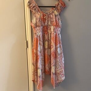 No Boundaries High Low Dress in Orange and Pink